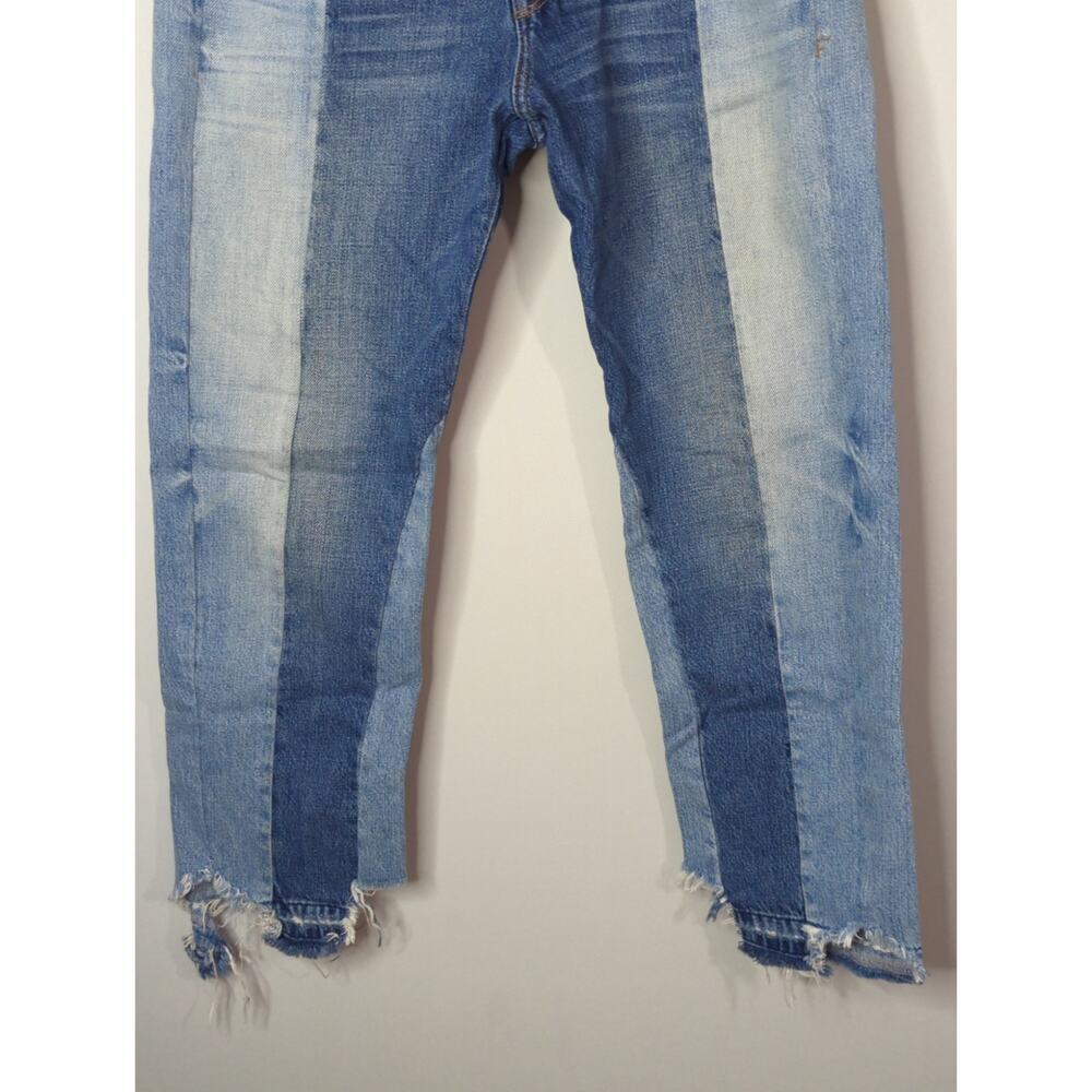Frame Denim Nouveau Le Mix Jeans Colorblocked Distressed Cropped Size 26 - Picture 5 of 16